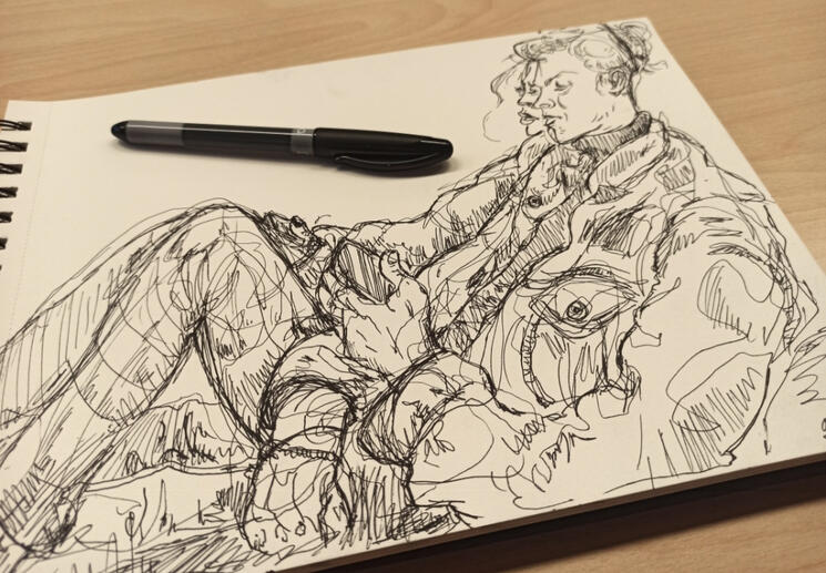 Tradi drawing of two young people